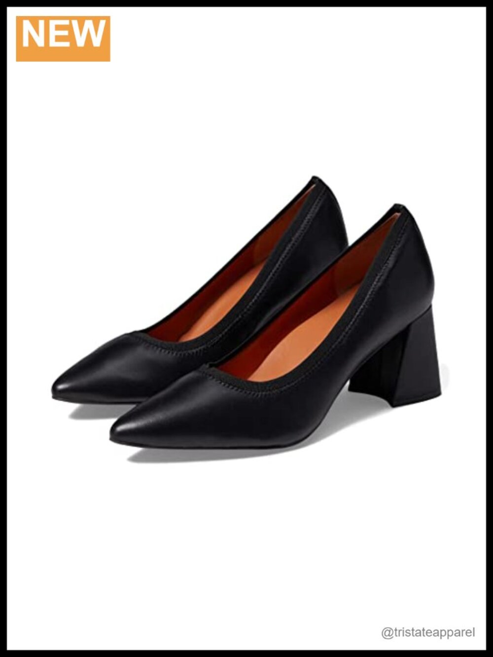 Leather Pointed Toe Block Heel Pumps Memory Foam Cushioned Formal Shoes